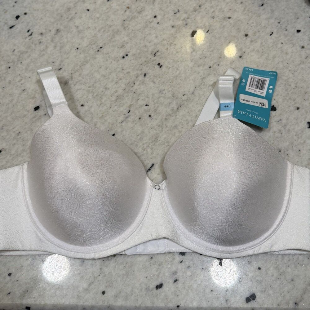 Vanity Fair 76345 Underwire Lined Full Coverage Bra Size 44C White